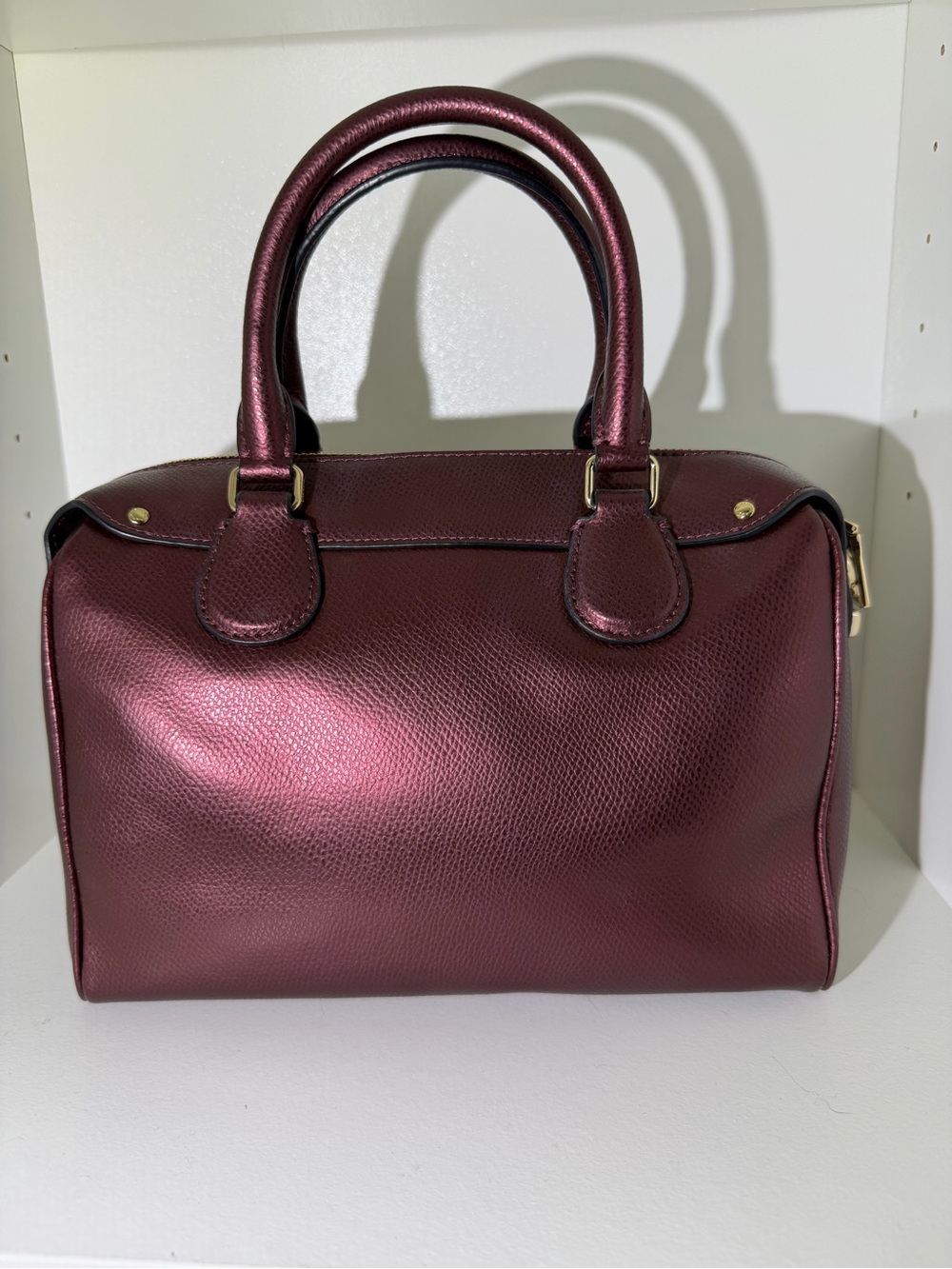 Coach Bennett Metallic Plum Dome Satchel with Gold Hardware - Picture 4 of 10